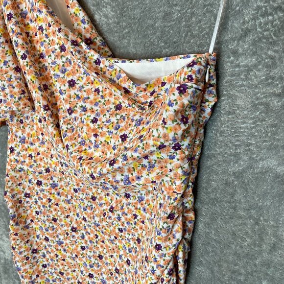 Lush Women Colorful Ditzy Floral Fairy Bloomcore Asymmetrical Mini Dress M NWT - Picture 4 of 13